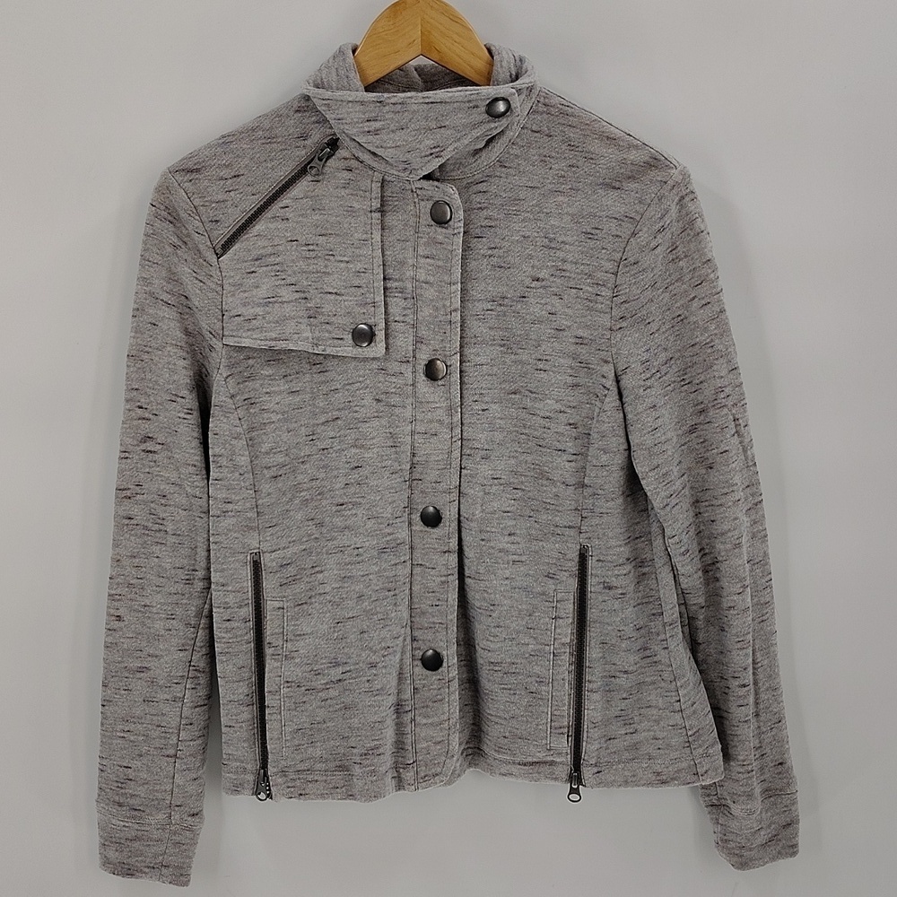 Cabi 6032 Rookie Jacket Size Small Gray With Flecks Zip and Snap